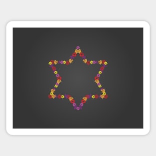 Floral Star Of David On Black Background Sticker